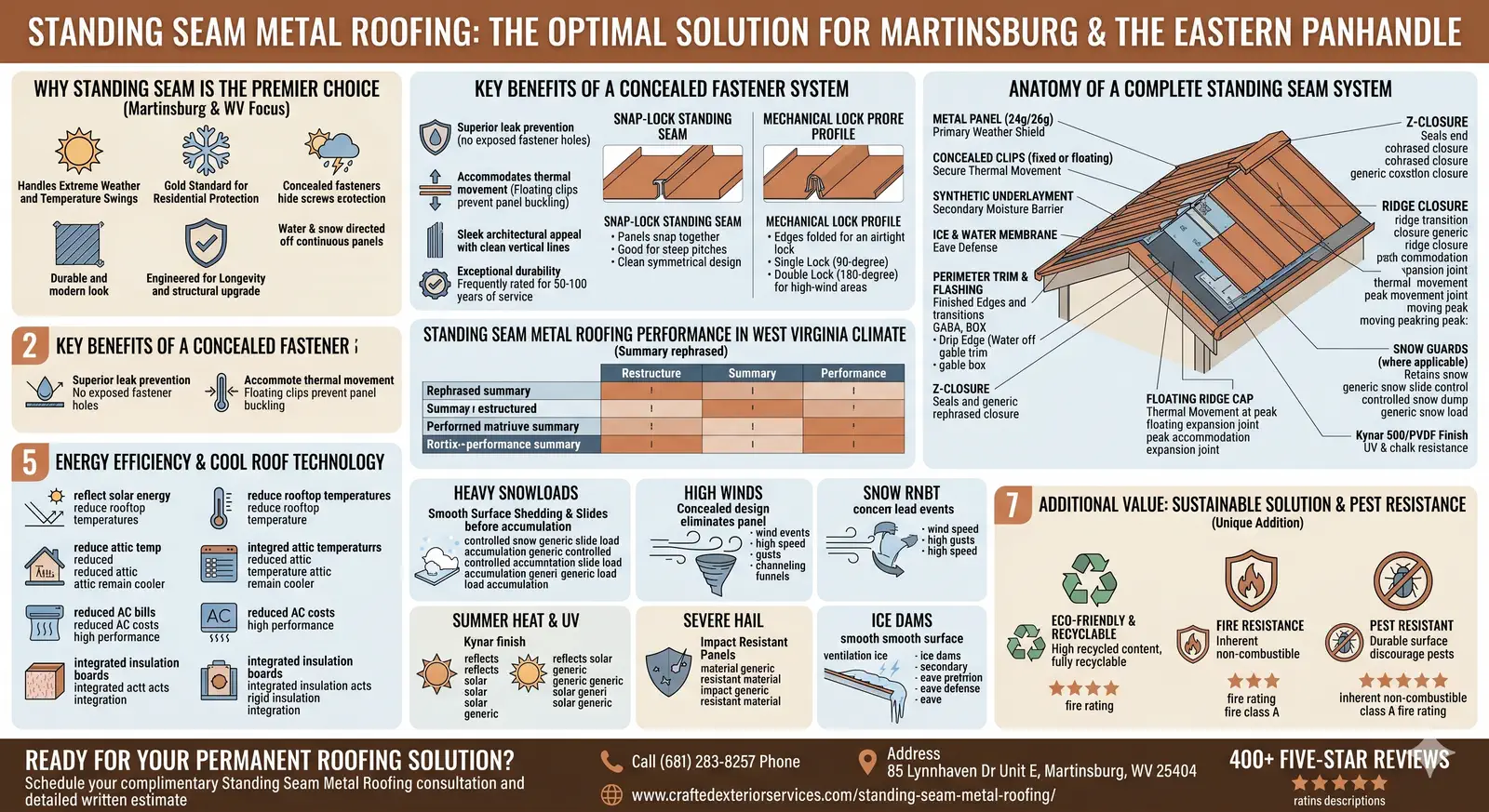 Standing seam metal roof seams and trim checked during a metal roof repair in Hagerstown, MD