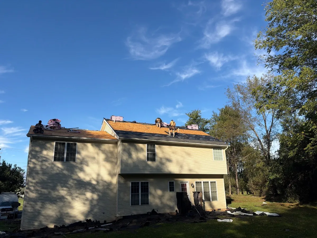 Roof decking exposed on the rear of the home in Arden, Inwood, WV