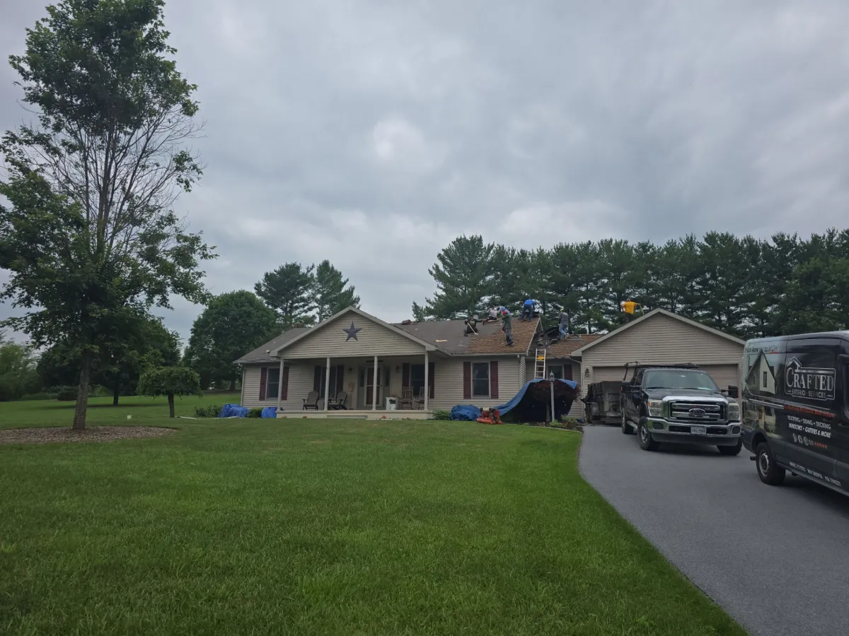 Ranch home with its original asphalt roof before replacement in Broadfording, Hagerstown, MD