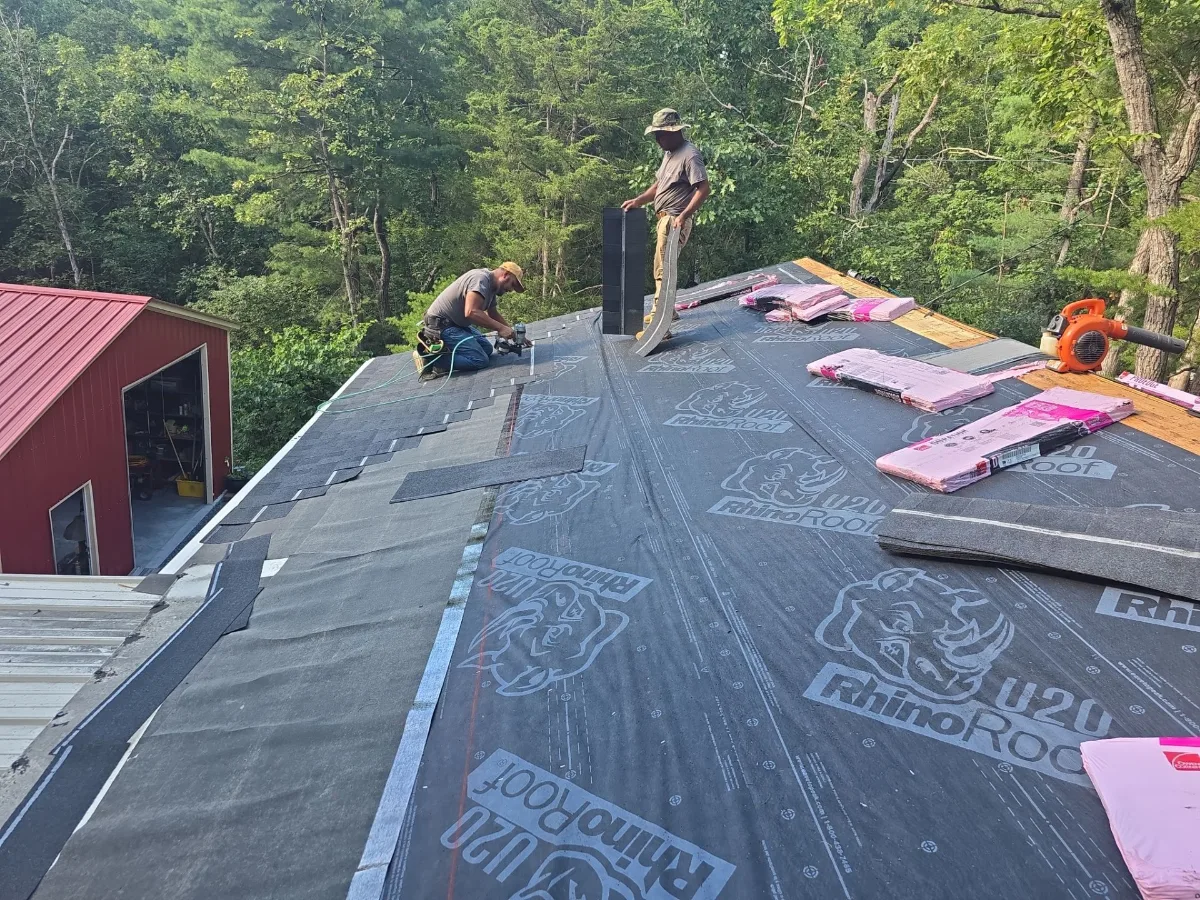 Shingles being installed on a Gerrardstown, WV roof