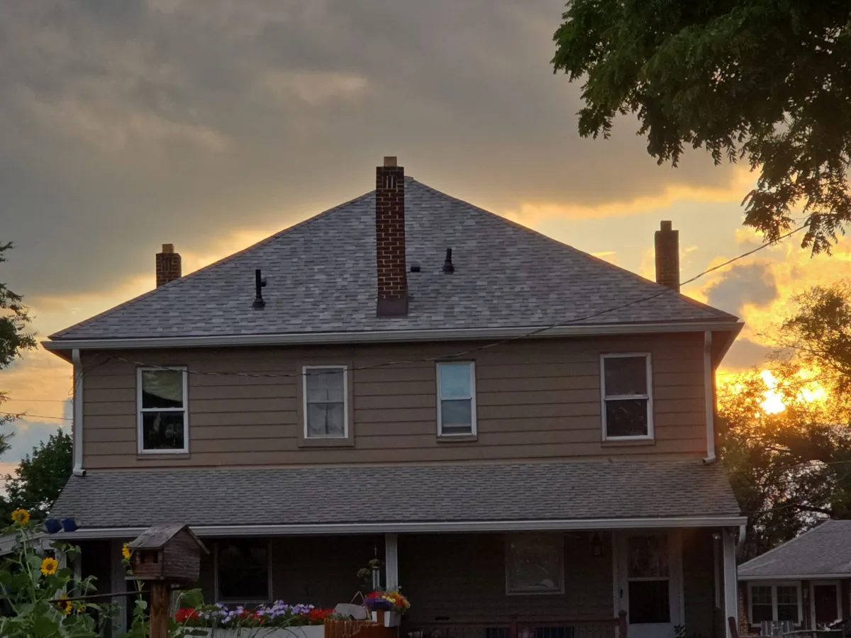 Finished Owens Corning Duration roof in Sierra Gray on a two-family home in Hagerstown, MD