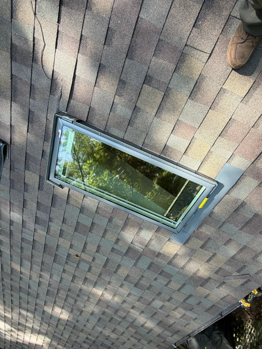 New skylight in a new shingle roof in Harpers Ferry, WV