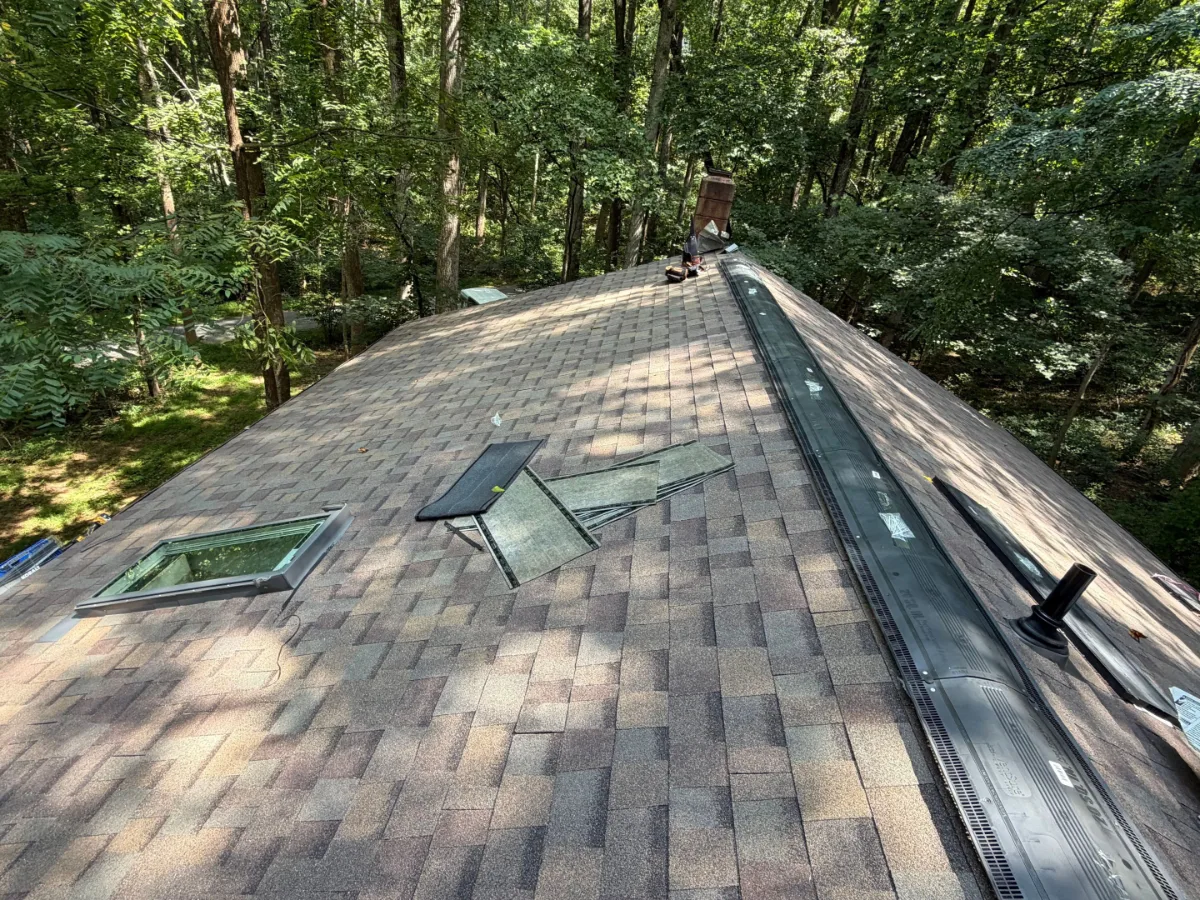 New shingles along the ridge in Harpers Ferry, WV
