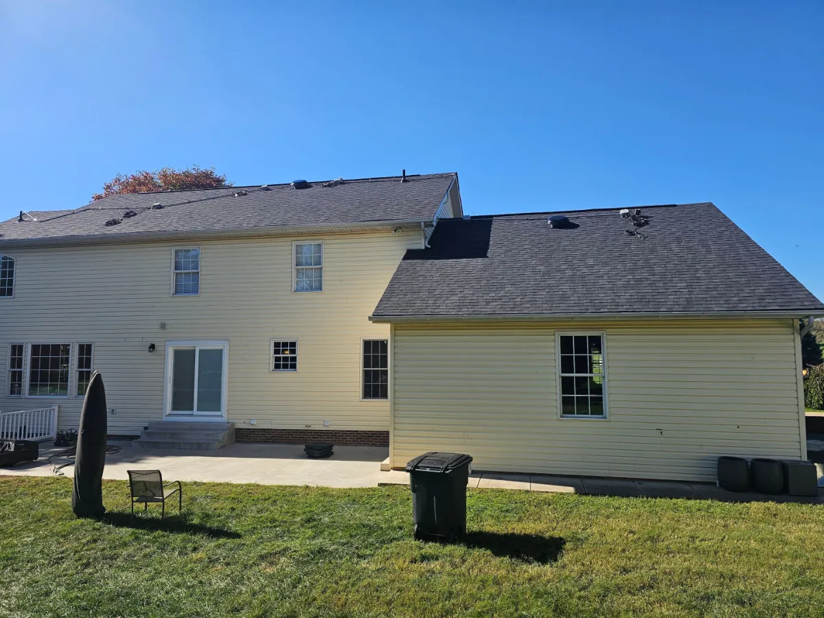 Rear of the home with the finished roof in Keedysville, MD