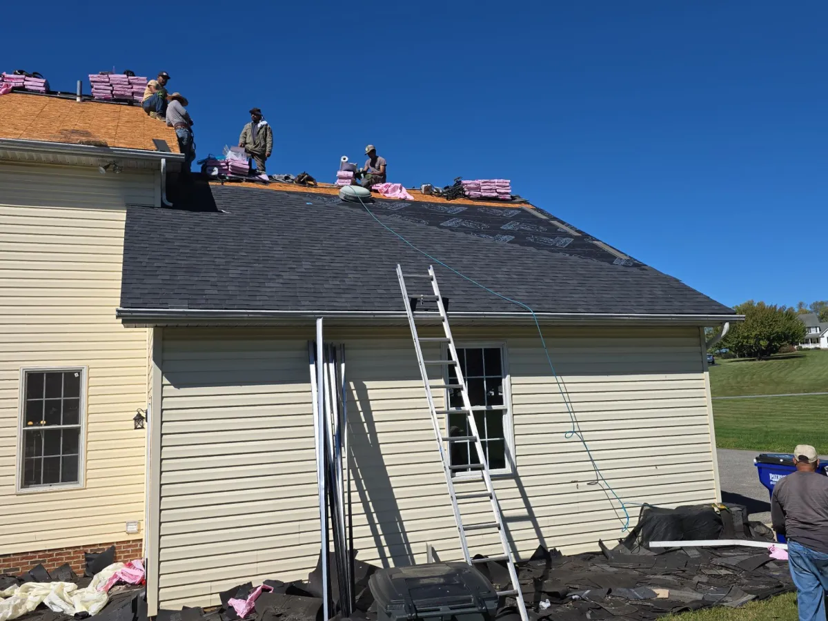 New shingles going on over synthetic underlayment in Keedysville, MD