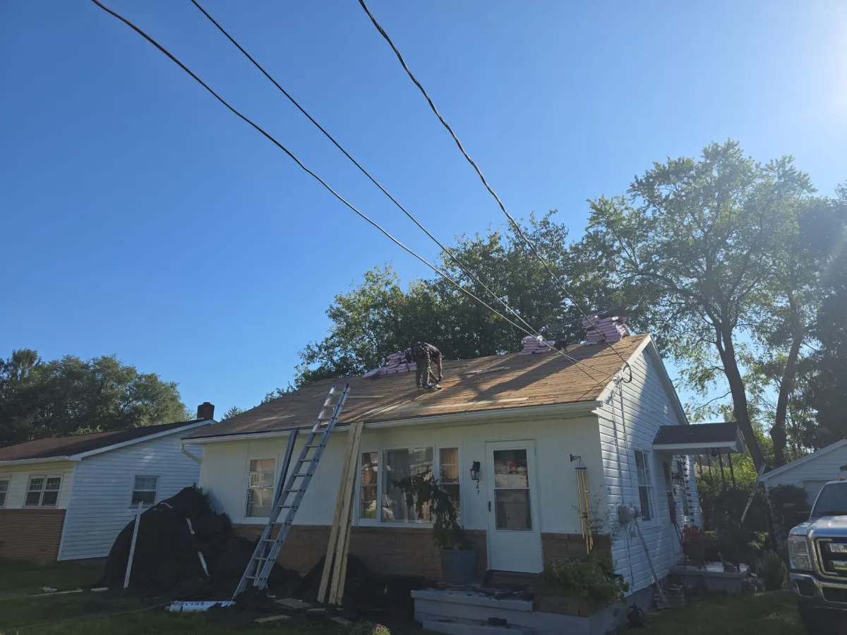 One-story home at the start of the roof replacement in Martinsburg, WV