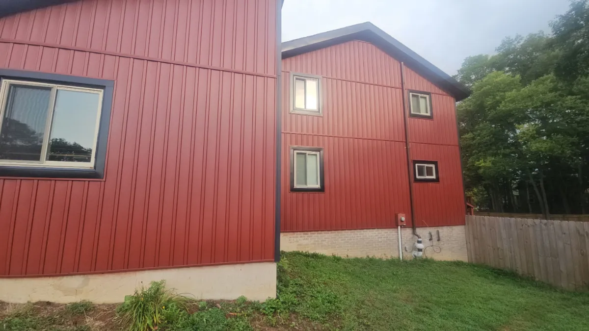 New CertainTeed board and batten vertical siding in red in Robinwood, Hagerstown, MD