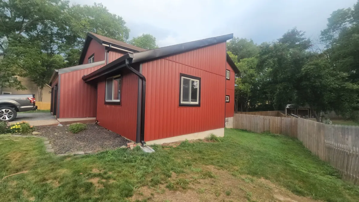 Finished board and batten siding on the side of the home in Robinwood, Hagerstown, MD