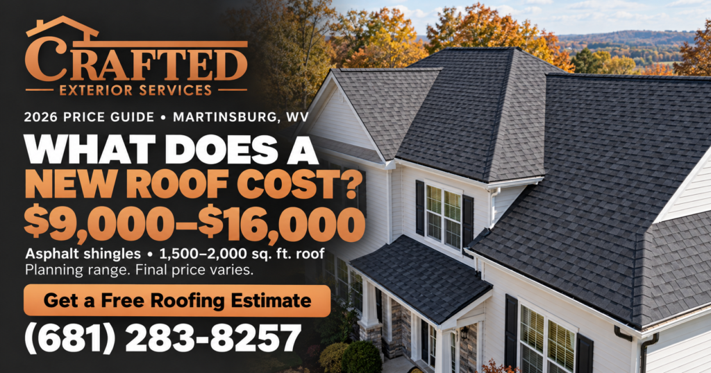 New architectural shingle roof on a home in Martinsburg, WV