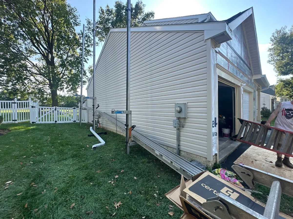 New vinyl siding on the side of a Williamsport, MD home